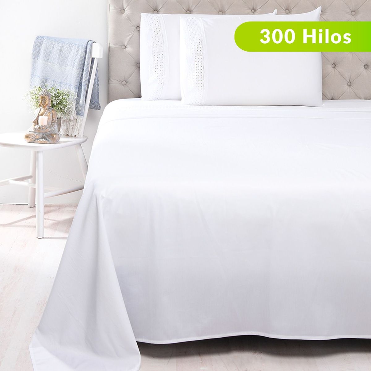 ROBERTA ALLEN - Juego de Sábanas Bordada de Algodón 300 Hilos Nana Roberta Allen