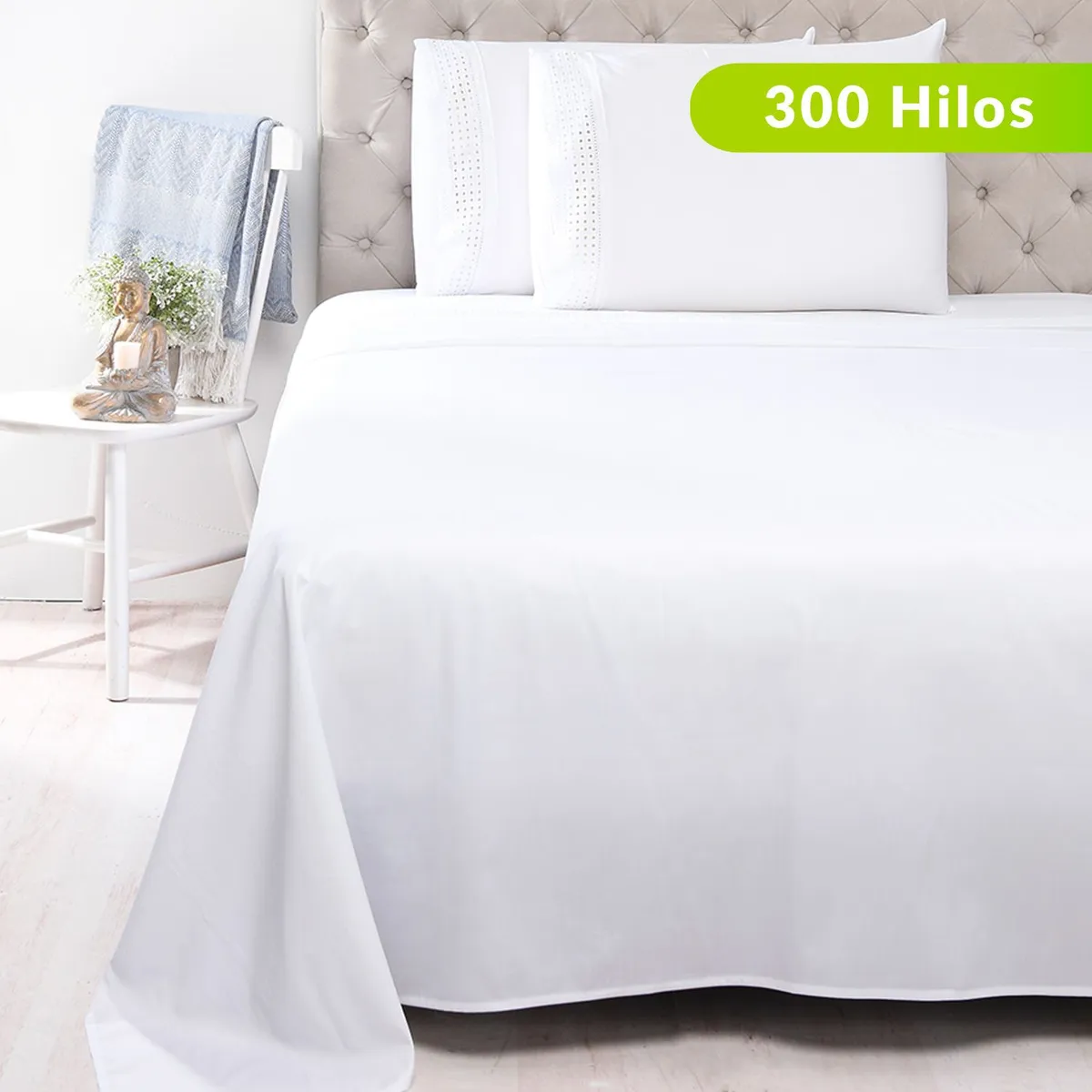 ROBERTA ALLEN - Juego de Sábanas Bordada de Algodón 300 Hilos Nana Roberta Allen