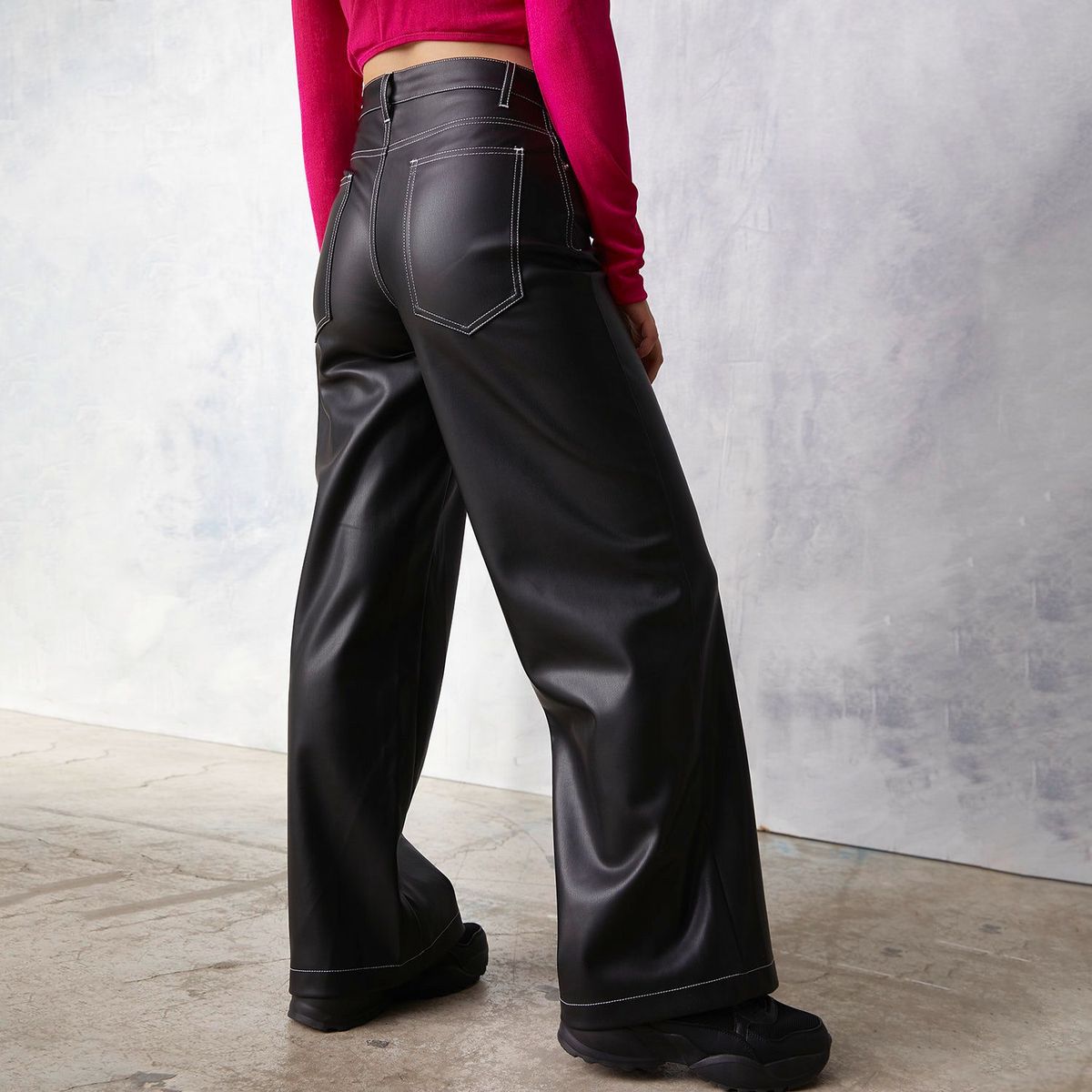 SYBILLA - Pantalón Wide Leg Efecto Cuero Mujer