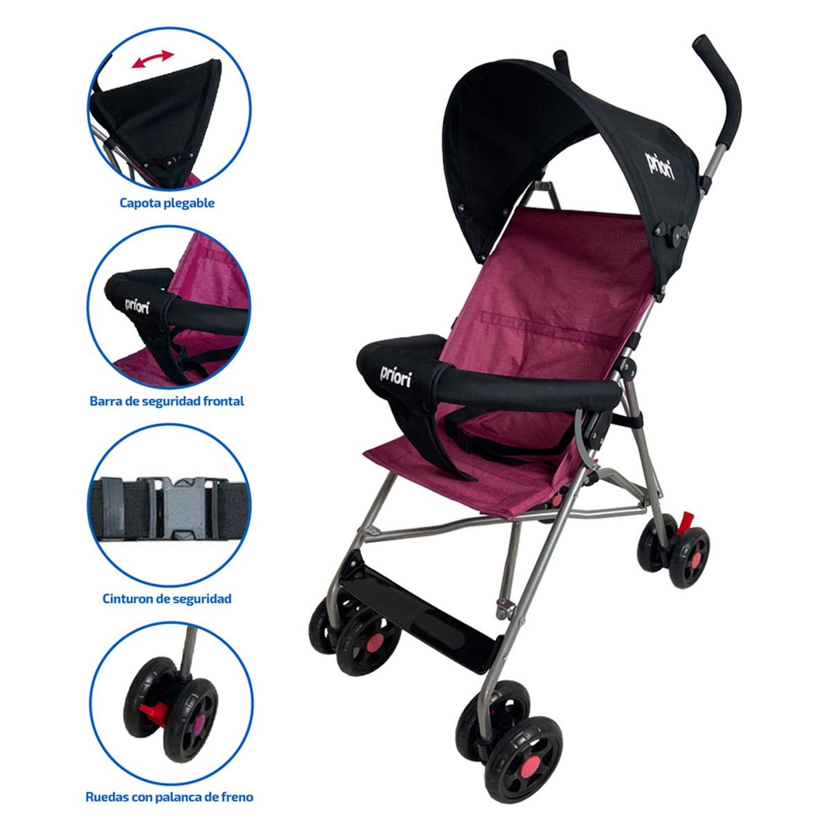 PRIORI - Coche para Bebé Paseador Priori Rosado Oslo