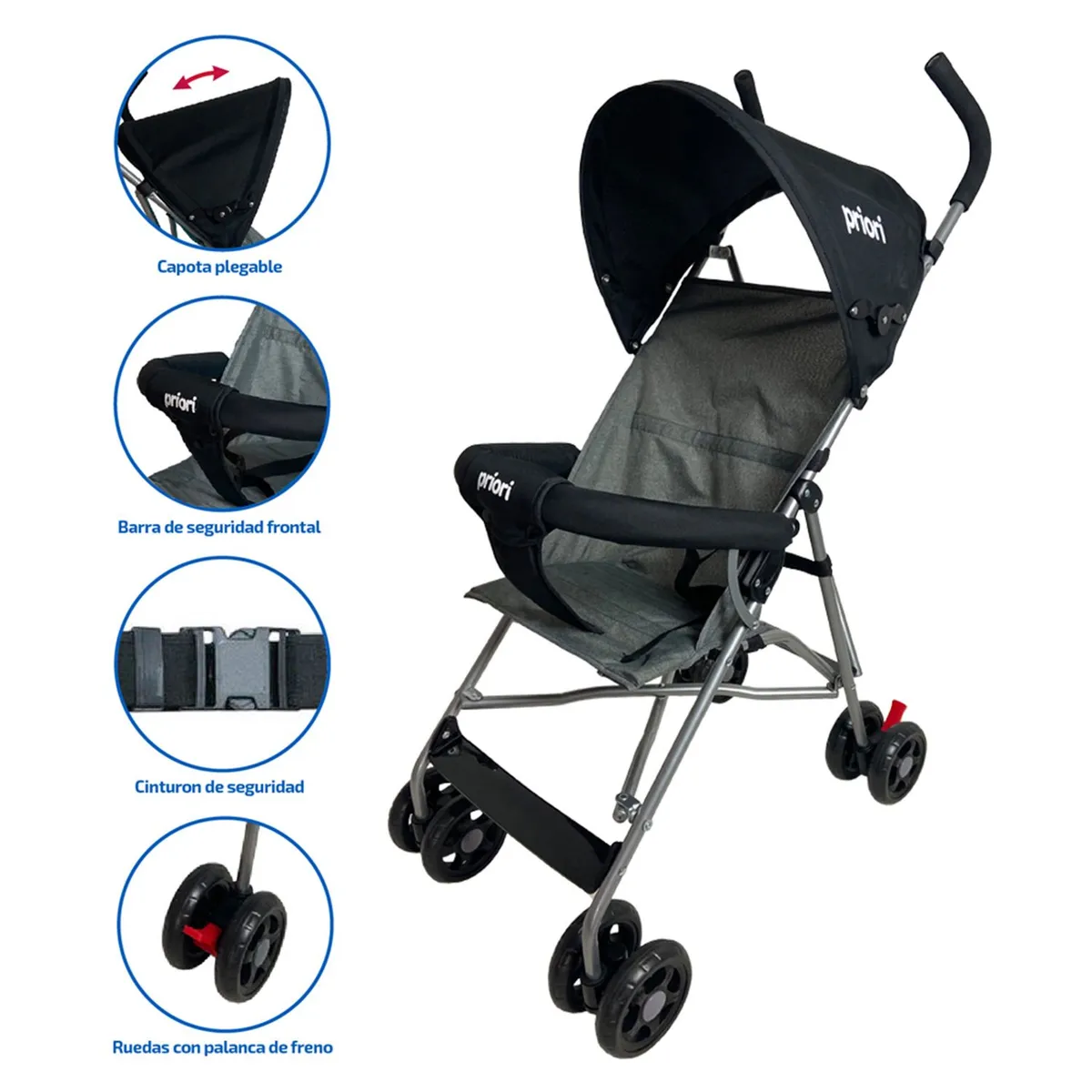 PRIORI - Coche para Bebé Paseador Priori Gris Oslo