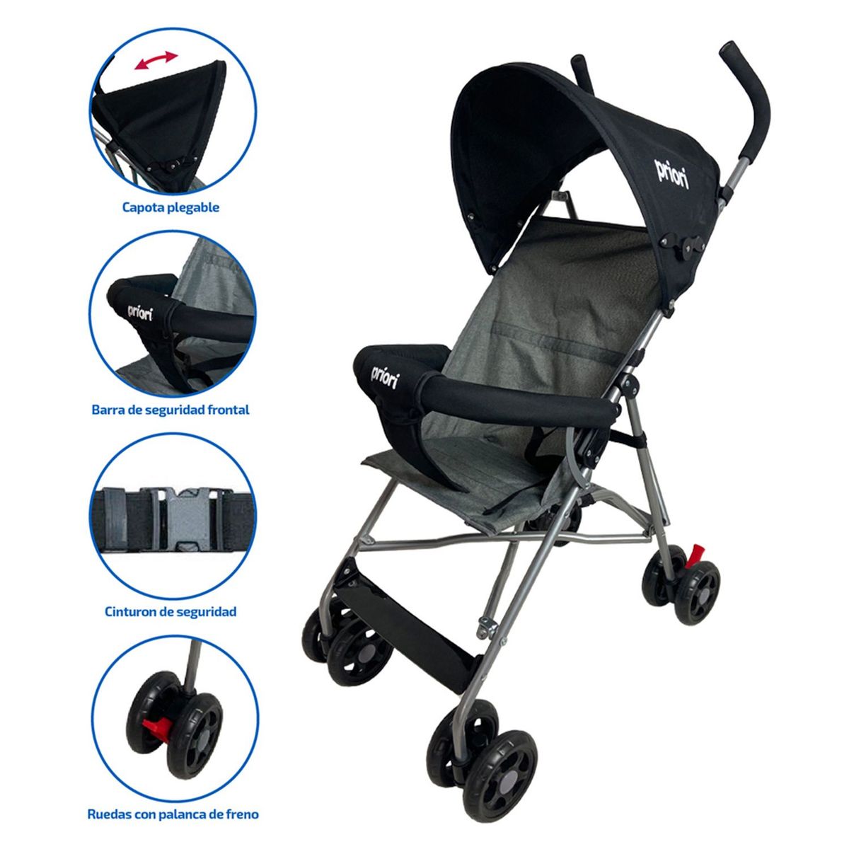 PRIORI - Coche para Bebé Paseador Priori Gris Oslo