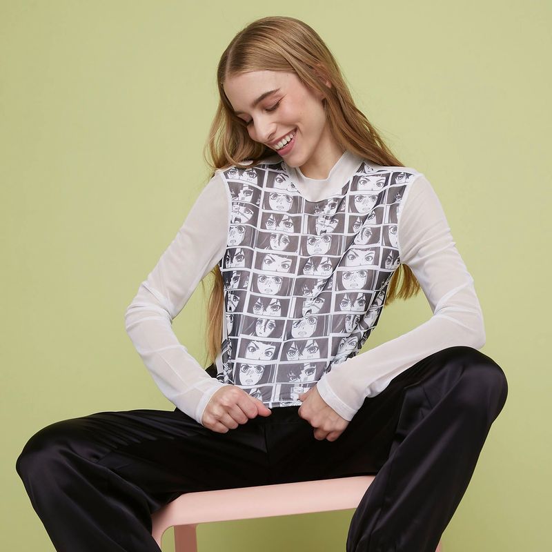 SYBILLA - Crop Top para Mujer Manga larga Sybilla