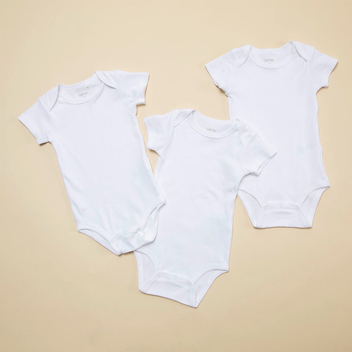 YAMP - Pack x3 Body Blanco Manga Corta para Bebe Unisex Yamp