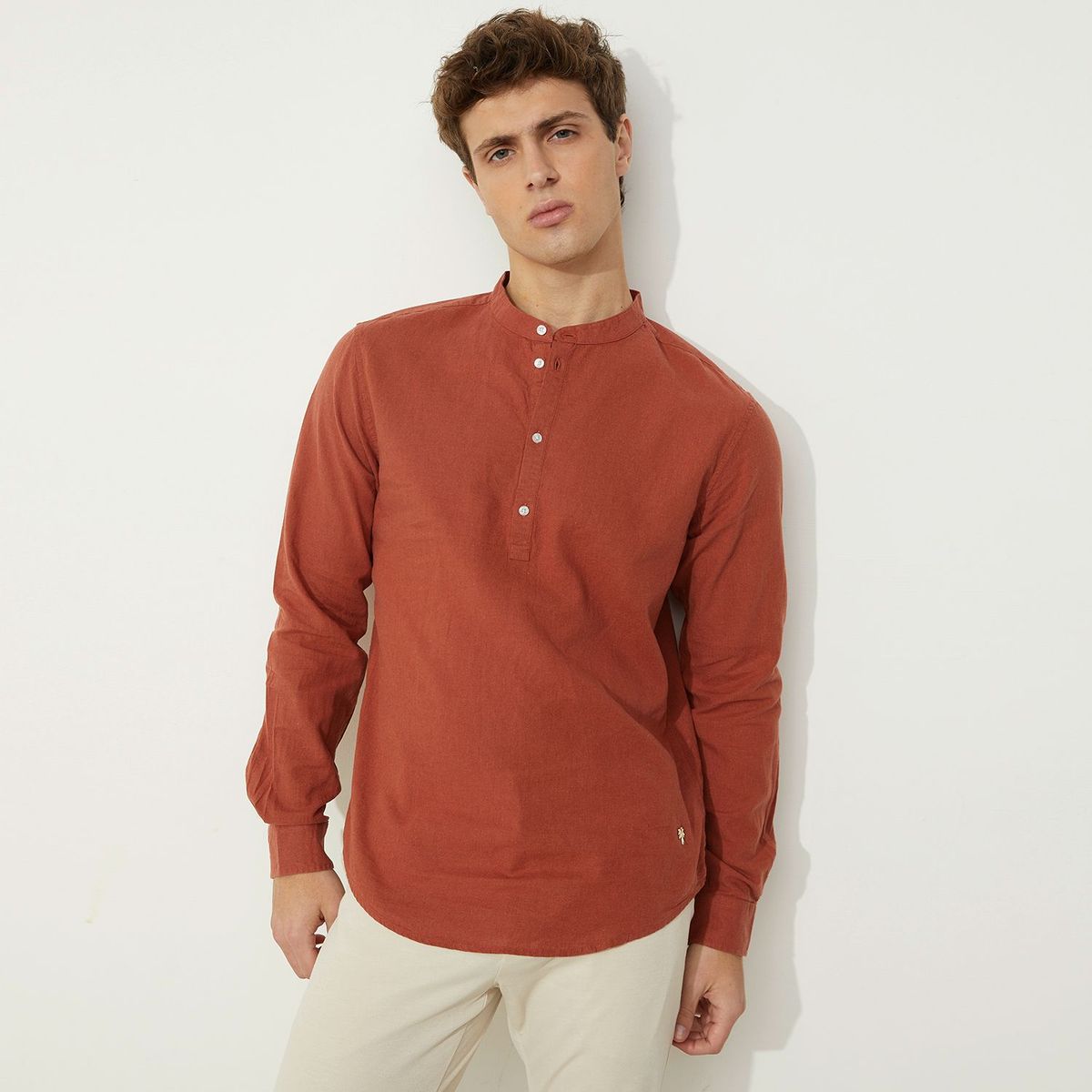 BASEMENT - Camisa casual Lino para Hombre Regular Basement