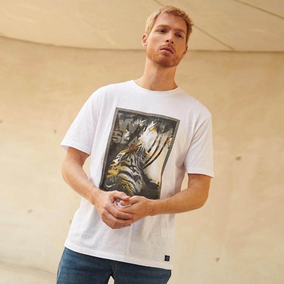 BASEMENT - Camiseta para Hombre Manga corta con Estampado Basement