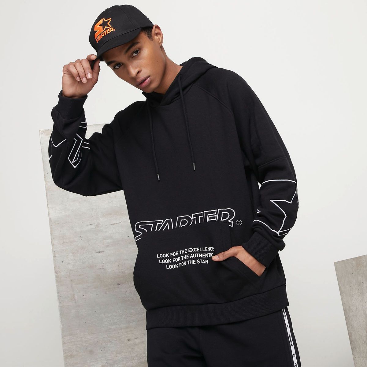 STARTER - Hoodie para Hombre con Estampado de Algodón Starter