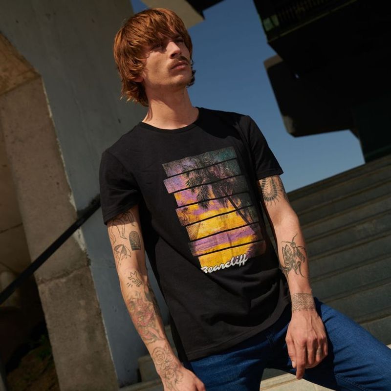 BEARCLIFF - Camiseta para Hombre Manga corta con Estampado Bearcliff