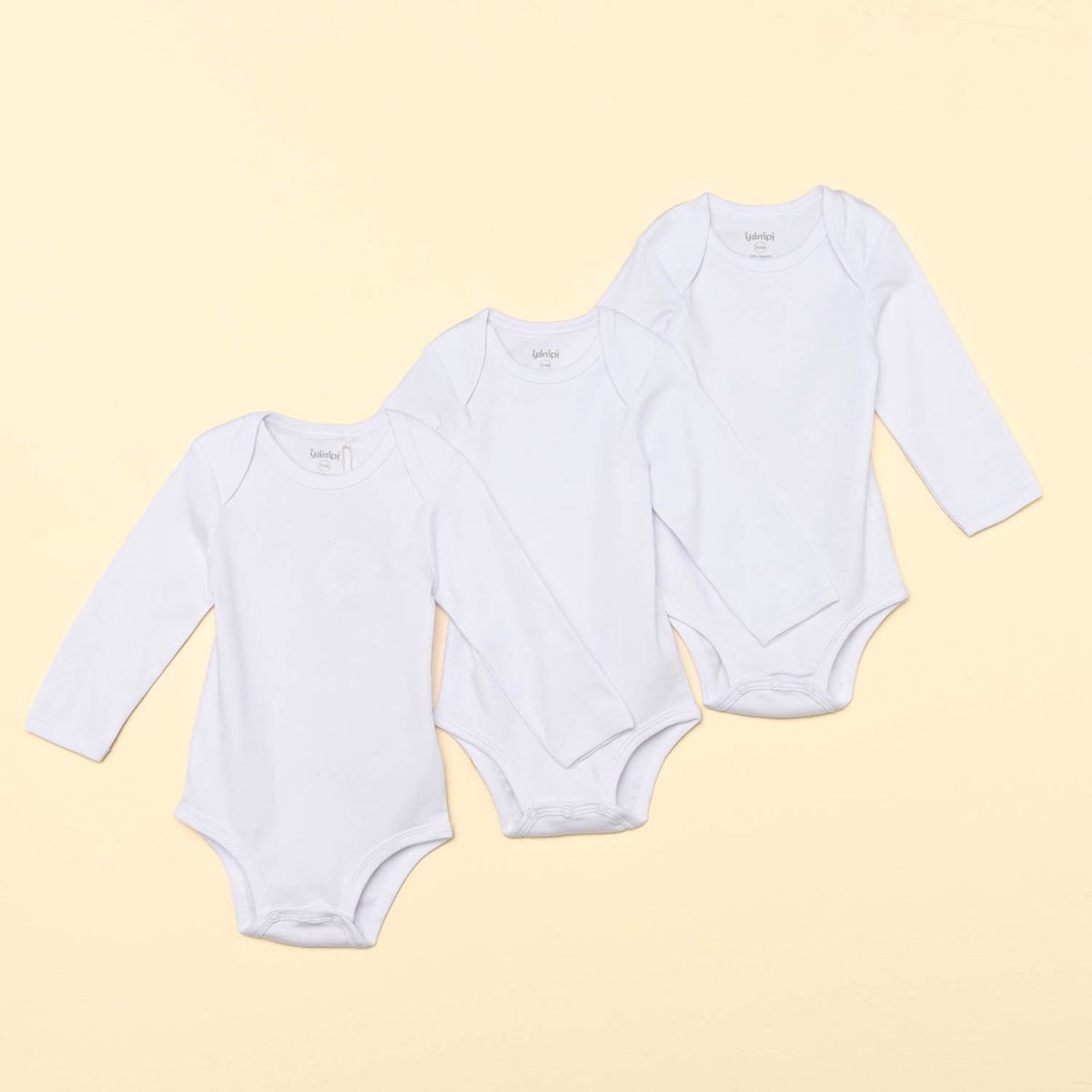YAMP - Pack x3 Body Blanco Manga Larga para Bebé Unisex Yamp