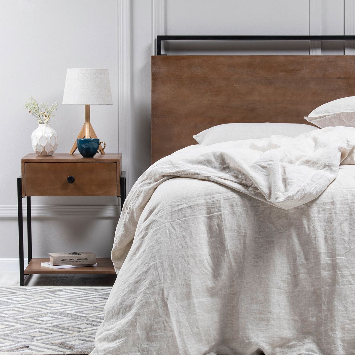 BASEMENT HOME - Cabecero para Cama Doble Moderno en Madera mango 120 x 150 cm Basement Home