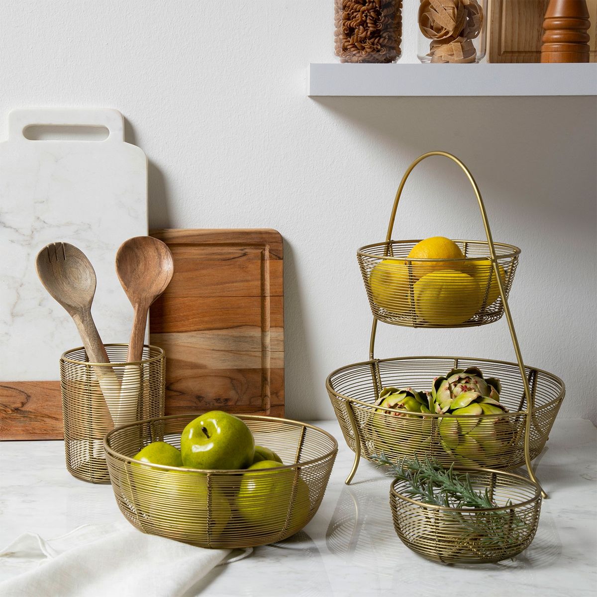 CASA CANTABRIA - Frutero Metal Dorado 5 x 25 cm