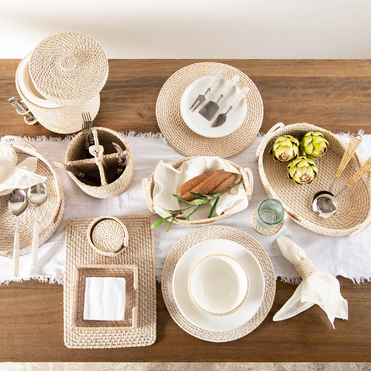 CASA CANTABRIA - Portavasos Rattán 4 piezas