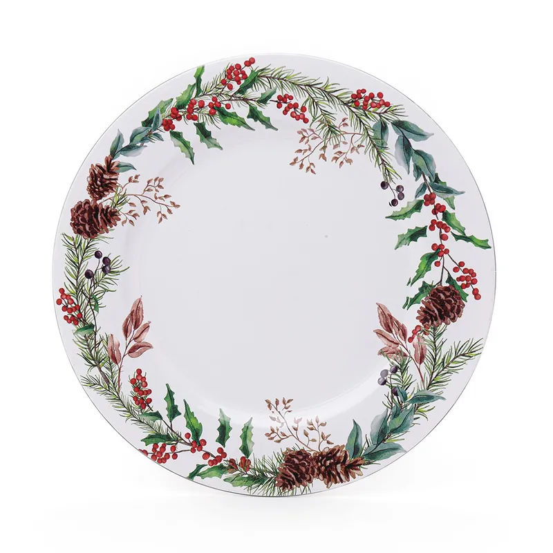 ROBERTA - Plato base Plástico Charger Xmas. Muerdago 33 cm