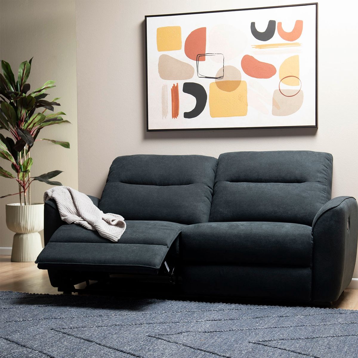 MICA - Sofá Reclinable Moderno 3 Puestos en Tela Mecánico Gabriel 194 X 93 X 91 cm Mica