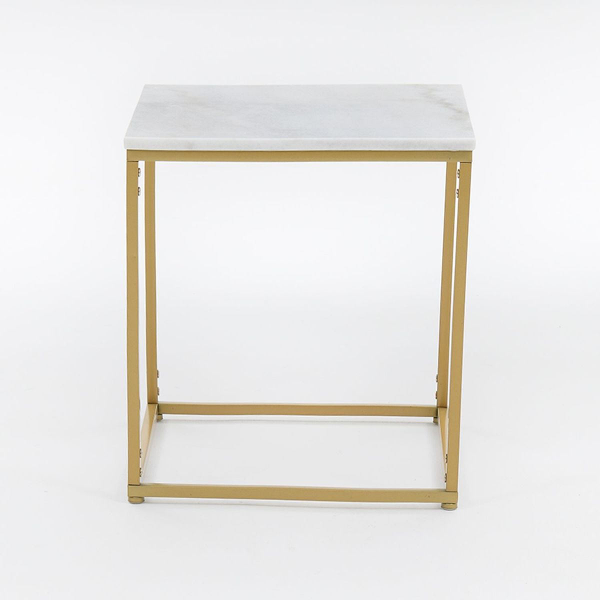 BASEMENT HOME - Mesa Auxiliar Basement Home Cuadrada Mármol Metal Moderna para Sala 50.5 x 45 cm