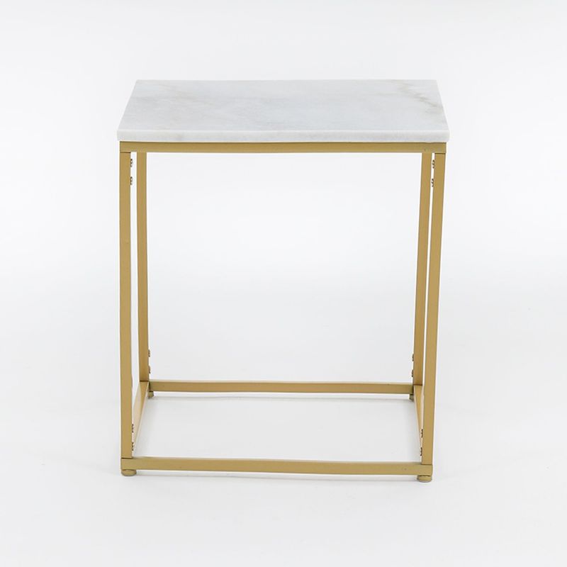 BASEMENT HOME - Mesa Auxiliar Basement Home Cuadrada Mármol Metal Moderna para Sala 50.5 x 45 cm