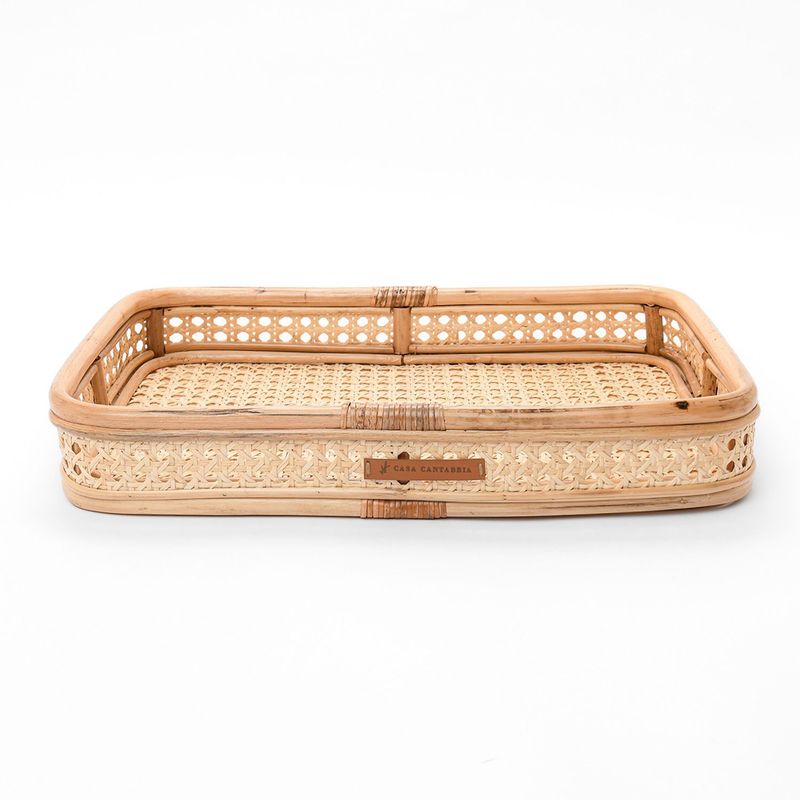 CASA CANTABRIA - Bandeja Decorativa. Centro de Mesa Decorativo para Sala y Comedor de Rattan 8x33 cm Casa Cantabria