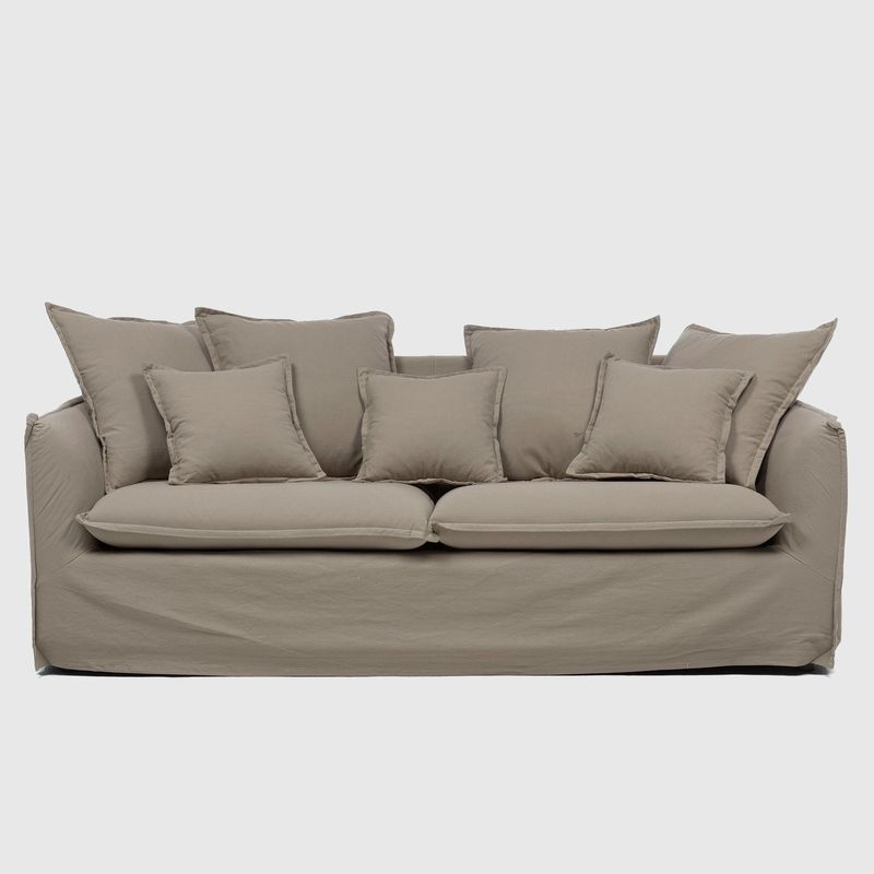 BASEMENT HOME - Sofá 3 Puestos en Tela, Atlanta 209 x 93 x 99 cm con Patas de Plástico - Mueble Basement Home - 0% Interés a 3, 6 o 12 Cuotas Pagando con tu CMR Banco Falabella