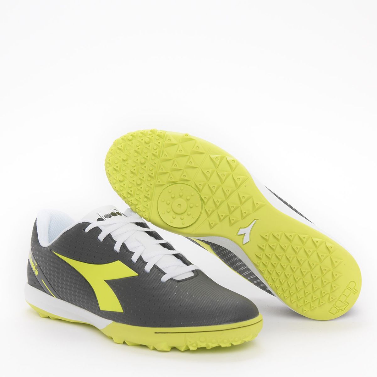 DIADORA - Guayos Diadora Para Cancha Sintética - Zapatilla De Fútbol Con Suela De Torretines, Color Gris De Hombre Con Cordones