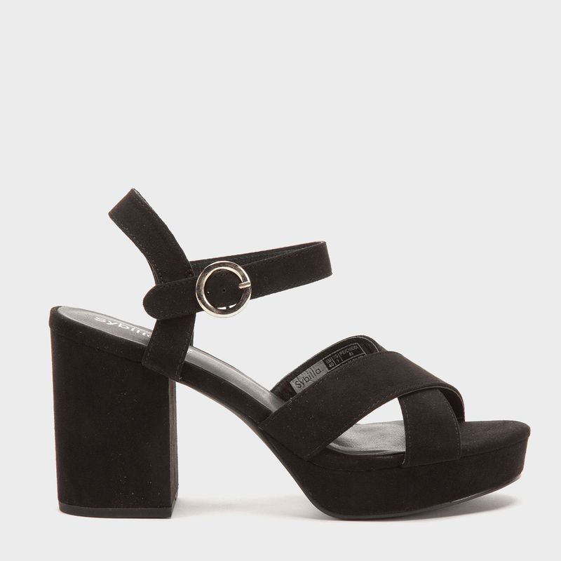 SYBILLA - Sandalias para Mujer con tacón grueso. Sandalias Sybilla negras de moda para mujer