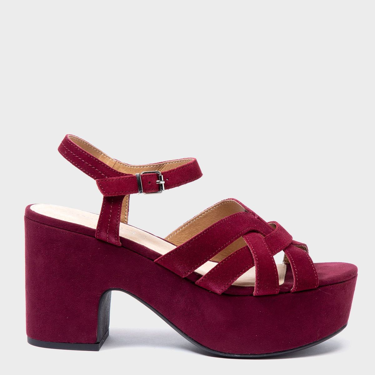 BASEMENT - Sandalias para Mujer con tacón grueso Sandalias Basement vinotinto de moda para mujer