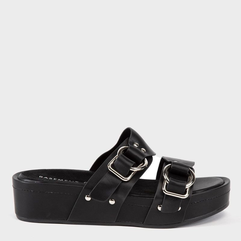 BASEMENT - Sandalias para Mujer planas con plataforma. Sandalias Basement negras de moda para mujer