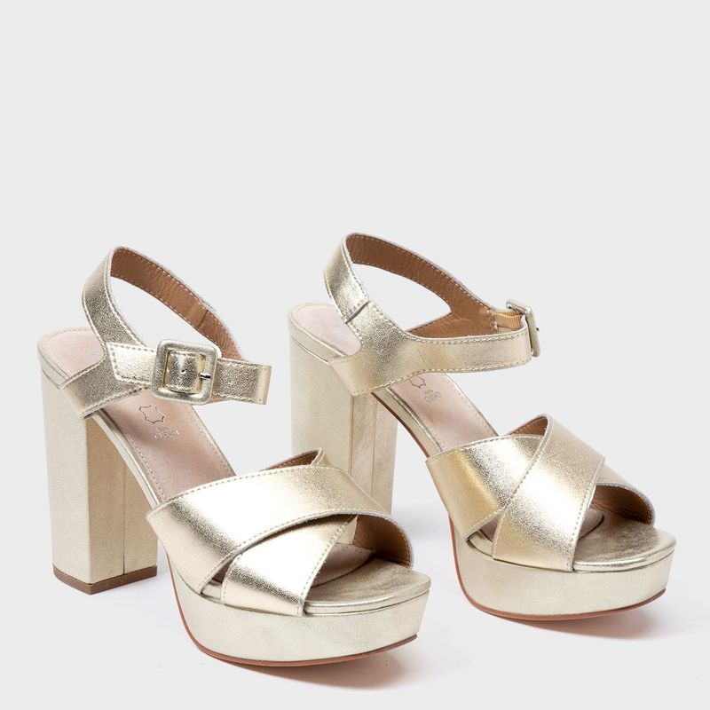 BASEMENT - Sandalias para Mujer con tacón grueso Sandalias Basementn doradas de moda para mujer 