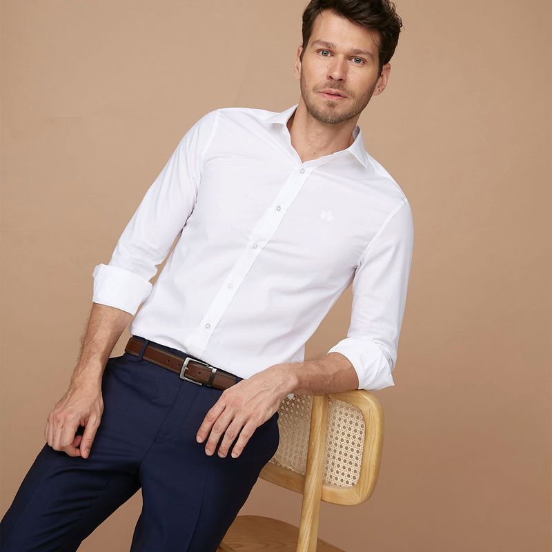 LA MARTINA - Camisa Hombre  Manga larga Slim de Algodón La Martina