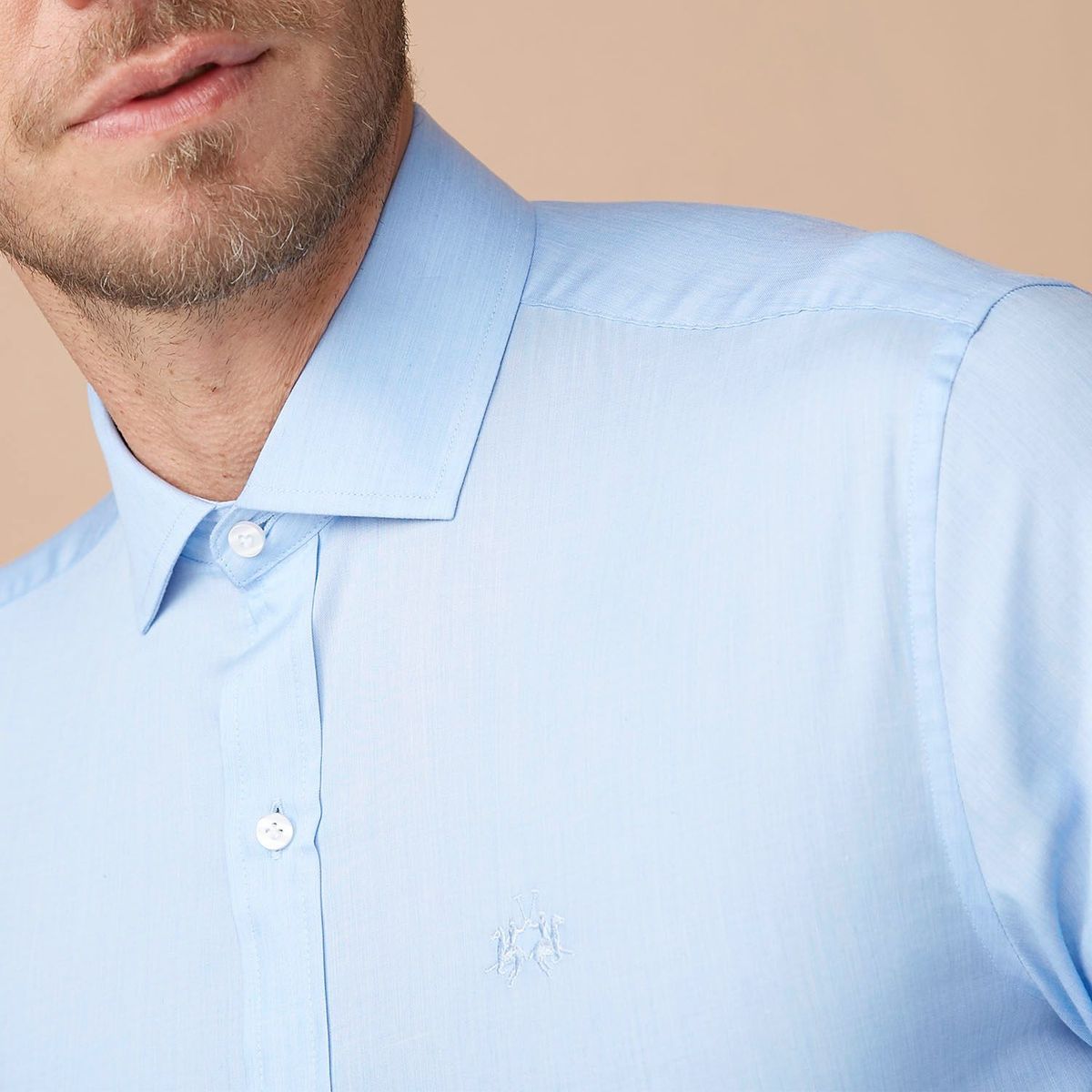 LA MARTINA - Camisa Hombre  Manga larga Slim de Algodón La Martina