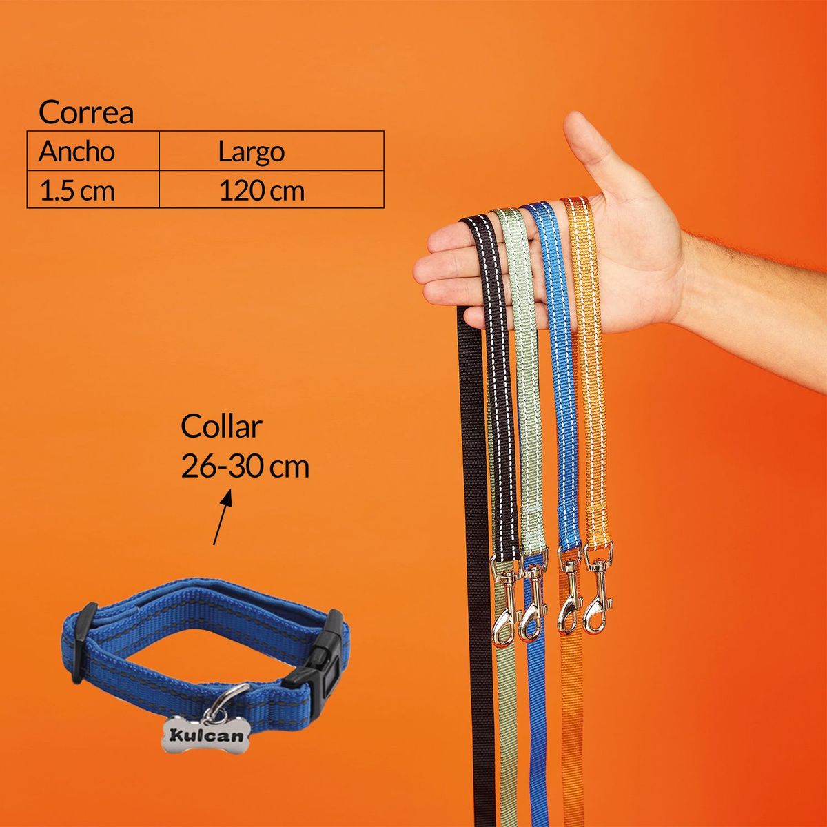 KULCAN - Correa y Collar para Perro 100% Poliéster