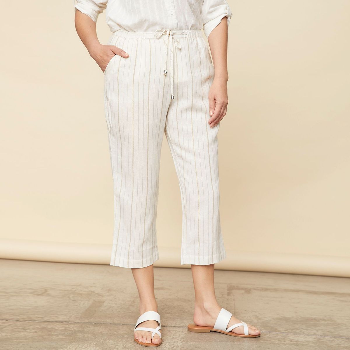 SOUTHLAND - Pantalón Capri Lino Mujer