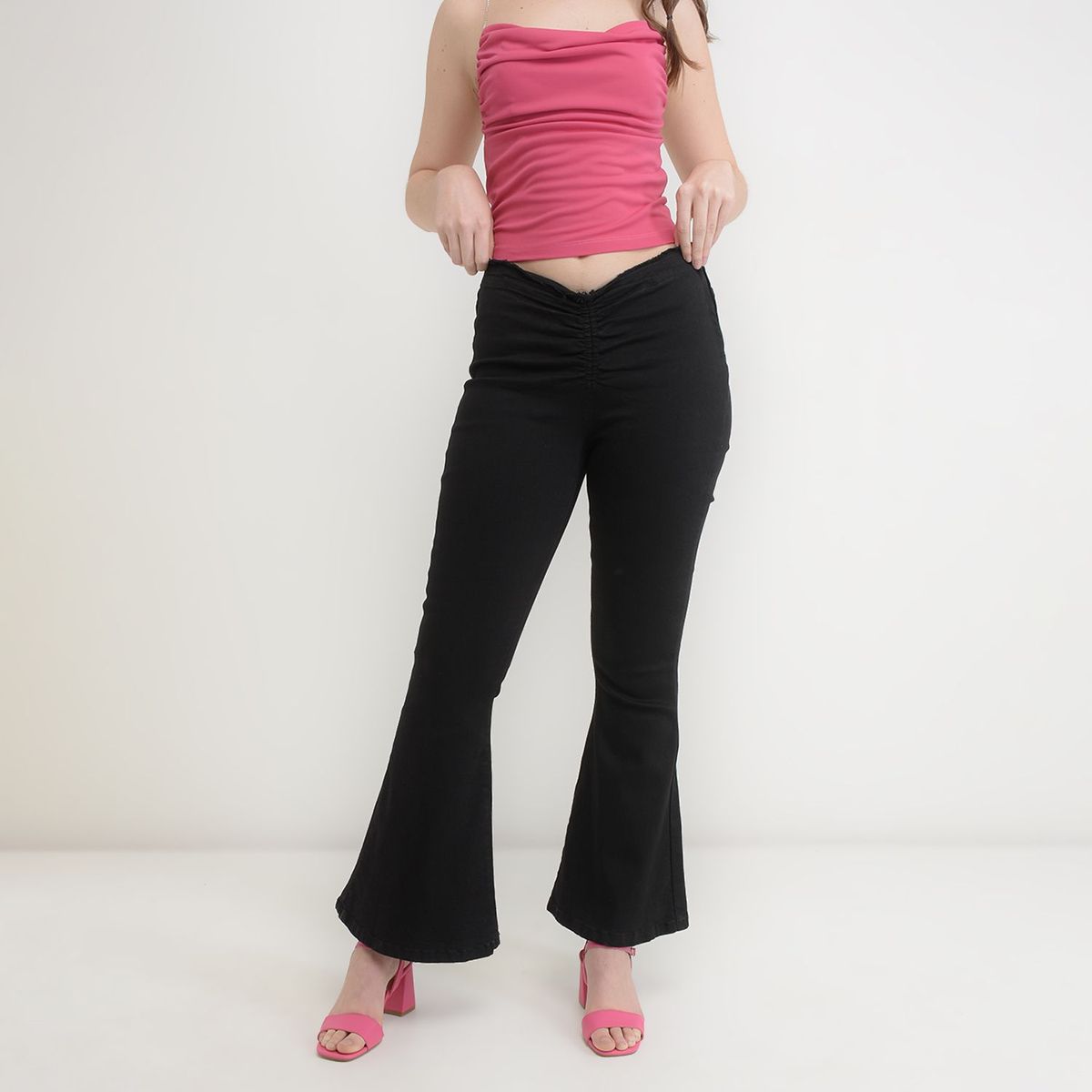 DAHLA - Jean Flare para Mujer Tiro bajo de Algodón Dahla