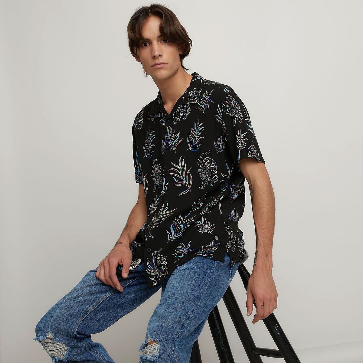 DENIMLAB - Camisa casual para Hombre Manga corta Denimlab