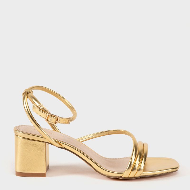 BASEMENT - Sandalias para Mujer con tacón grueso. Sandalias Basement doradas de moda para mujer