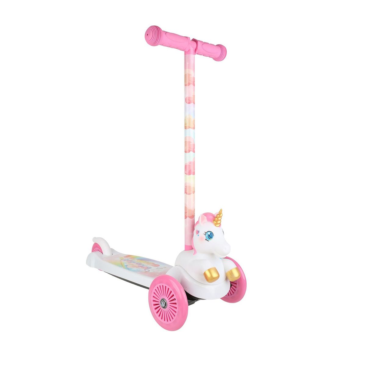SAKAR - Patineta para niños Unicornio 3D rosada 3 ruedas