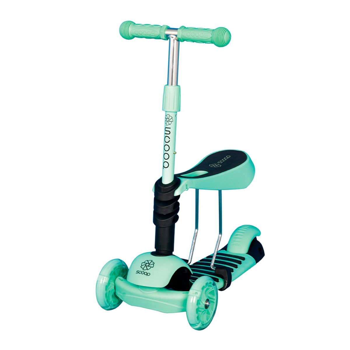 SCOOP - Patineta Scoop Infantil 2 en 1 (Monopatín + Silla) Verde