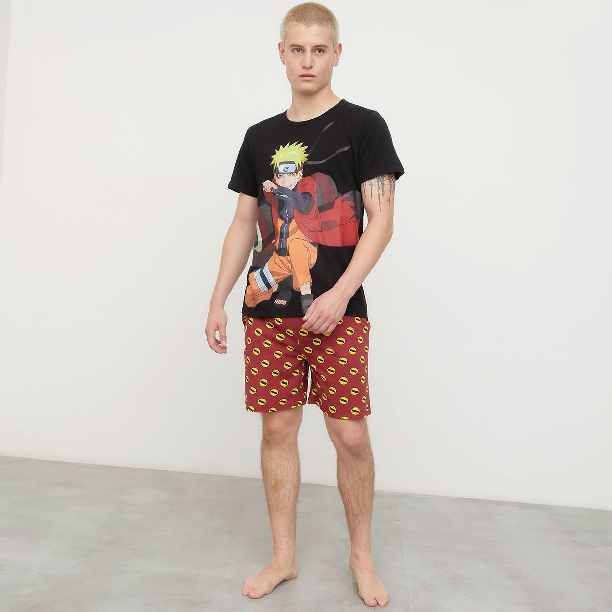  - Pijama para Hombre Corta Manga corta de Algodón Manga Animed