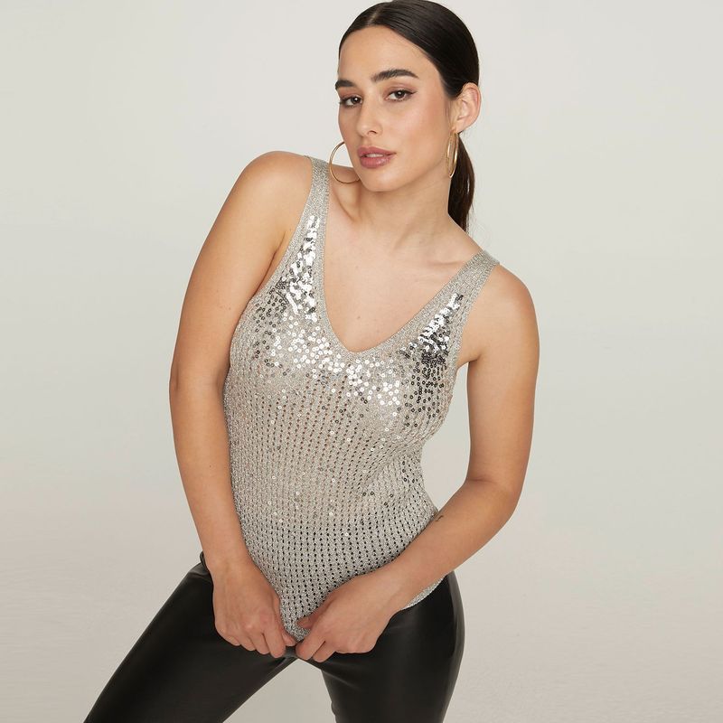 MOSSIMO - Blusa de Lentejuelas para Mujer Sin mangas Mossimo