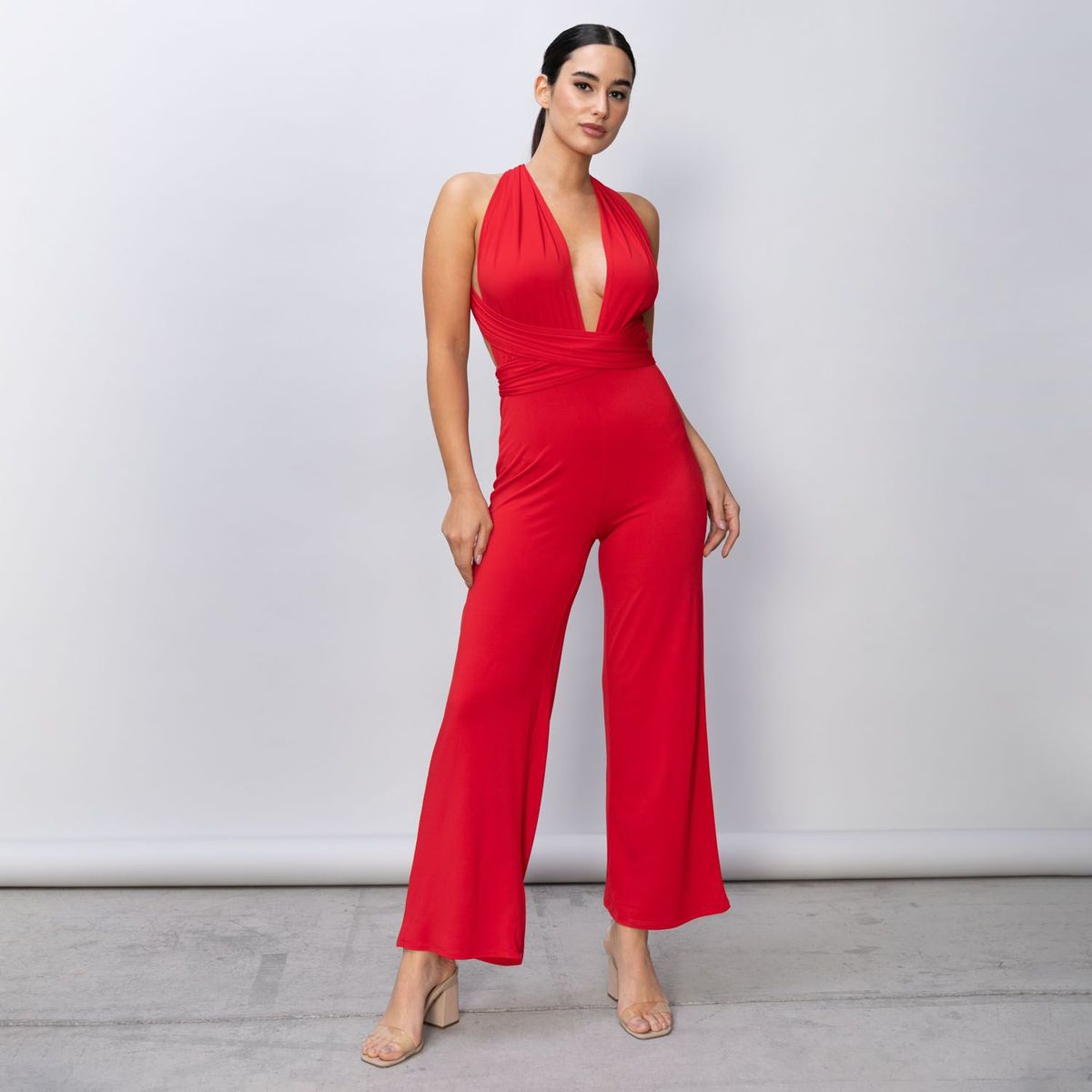 MOSSIMO - Enterizo Mujer Largo Elegante Rojo Sin Mangas Mossimo