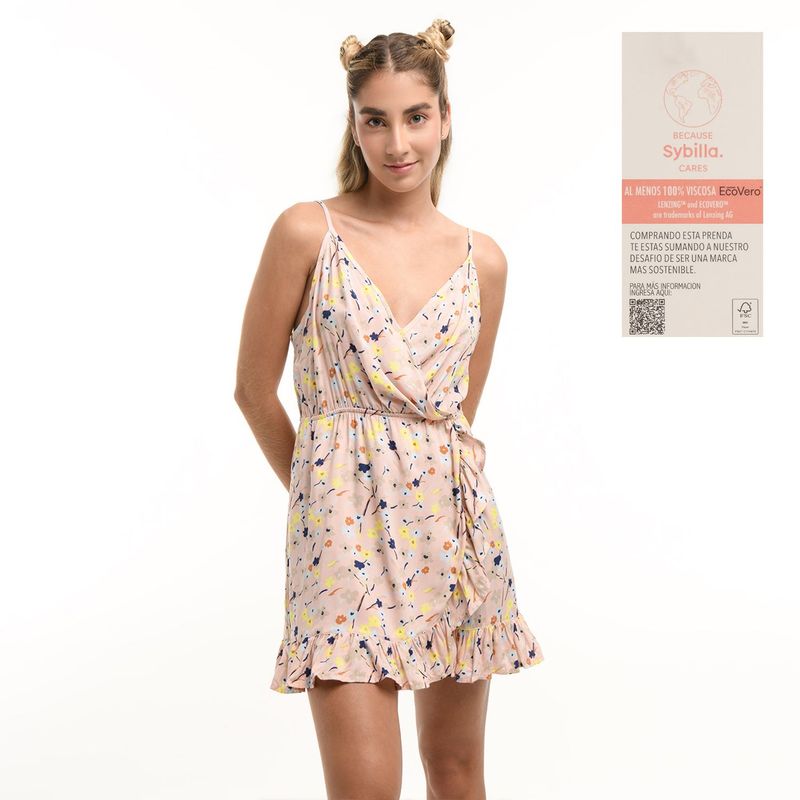 Vestido Corto Para Mujer QS – Hombros Caídos, Cuello Redondo, Estilo Casual