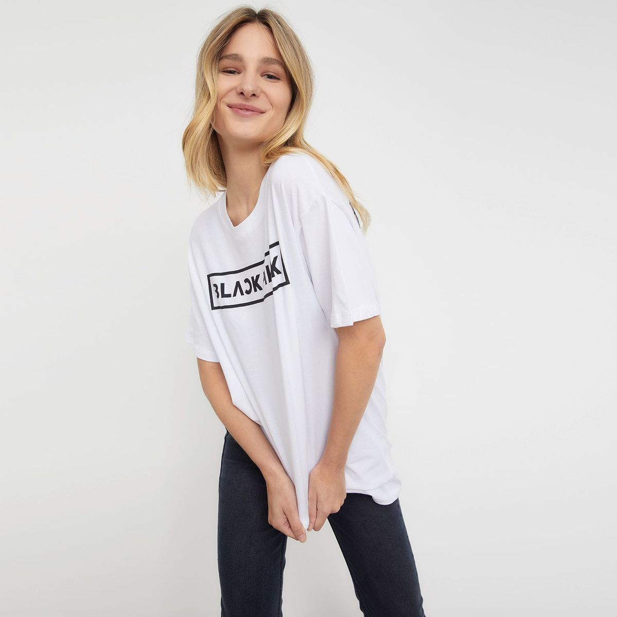 SYBILLA - Camiseta Manga corta Algodón orgánico Black Pink Mujer