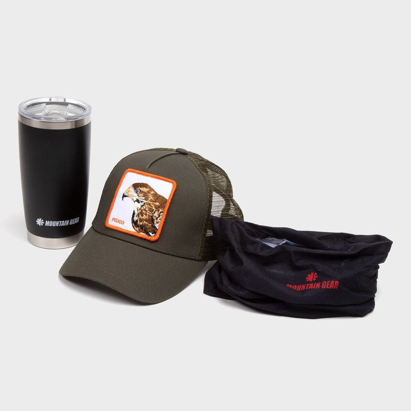 MOUNTAIN GEAR - Combo Vaso Térmico 300ml Gorra Ajustable  + Bandana Deportiva Mountain Gear