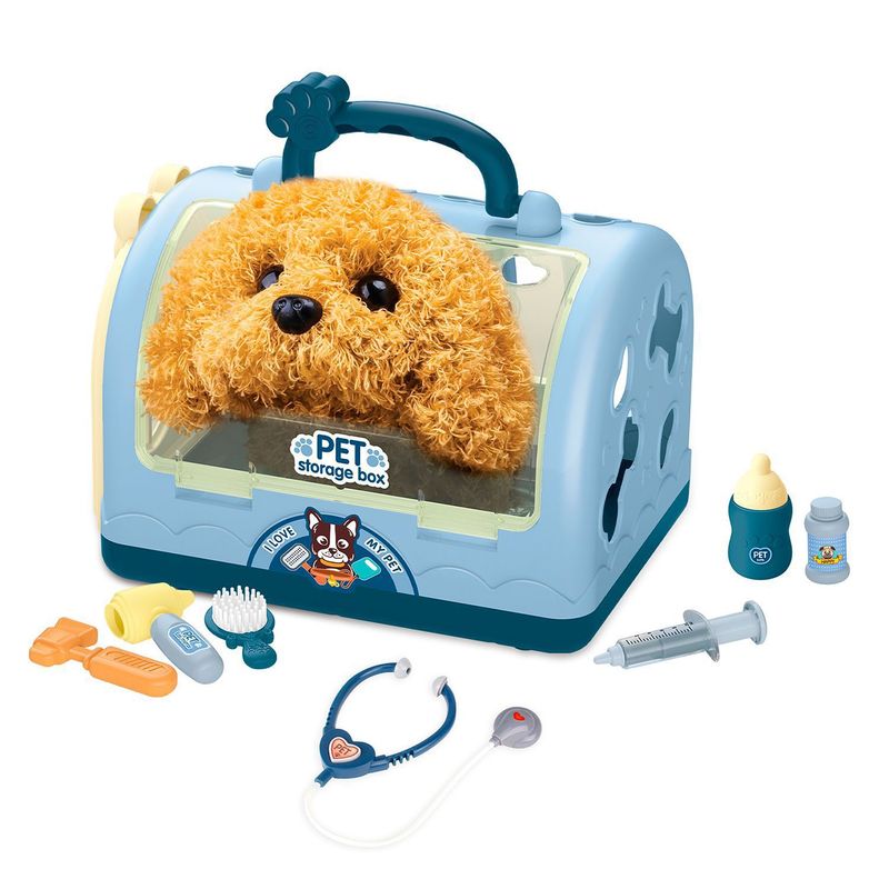  - Peluche interactivo Poodle, incluye (Guacal + Perro + Tetero + Kit Veterinario) Apartir de los 3 años, Necesita pila - My Lovely Pet