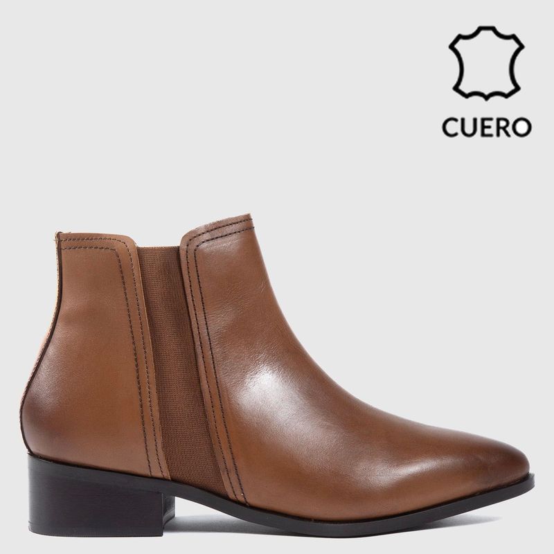 BASEMENT - Botines para Mujer Cognac Tacón bajo Techels Basement