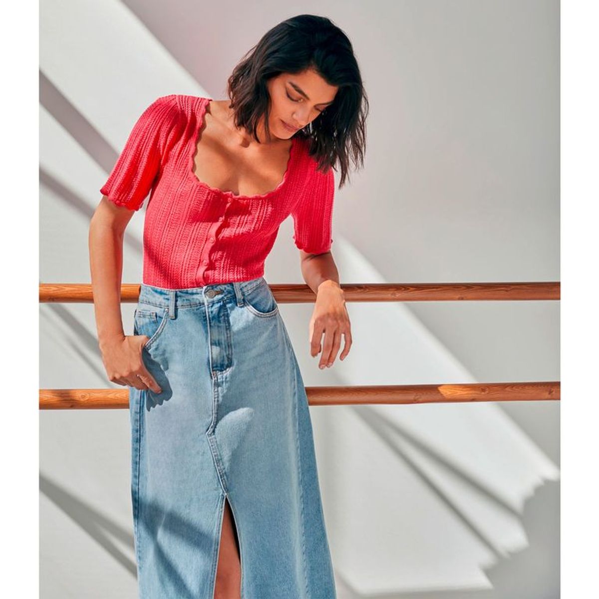 BASEMENT - Camiseta para Mujer Manga corta Lana Basement