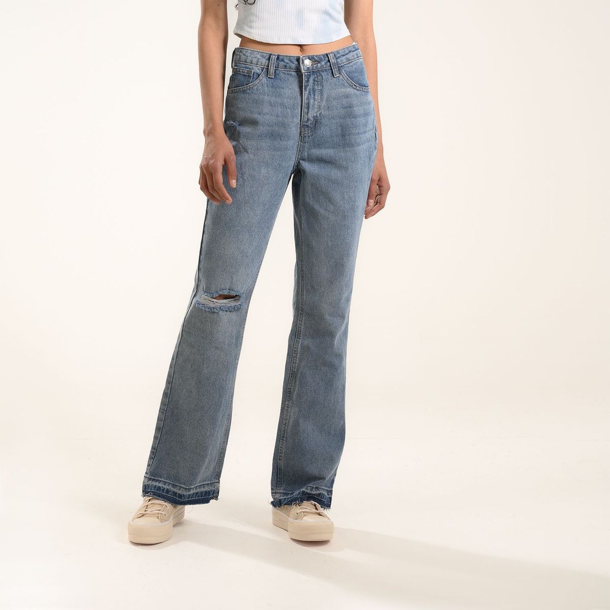 DOO AUSTRALIA - Jean Wide Leg para Mujer Tiro medio de Algodón Doo Australia