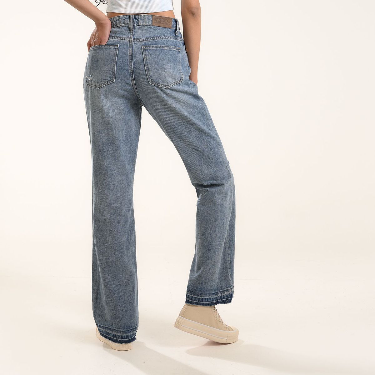 DOO AUSTRALIA - Jean Wide Leg para Mujer Tiro medio de Algodón Doo Australia