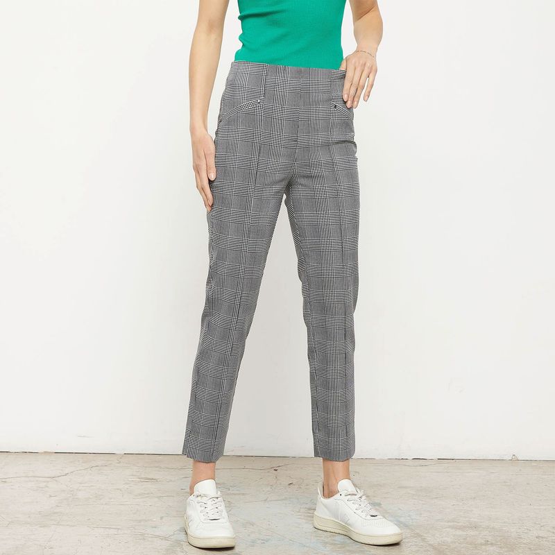 BASEMENT - Pantalón Skinny Mujer Tiro alto con Estampado de Algodón Basement