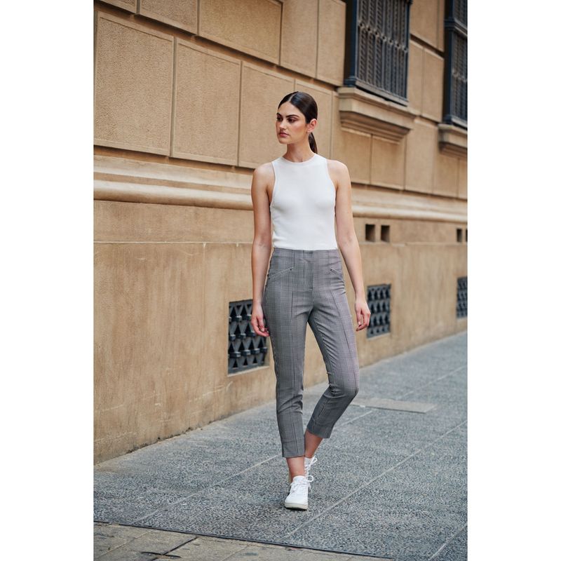 BASEMENT - Pantalón Skinny Mujer Tiro alto con Estampado de Algodón Basement