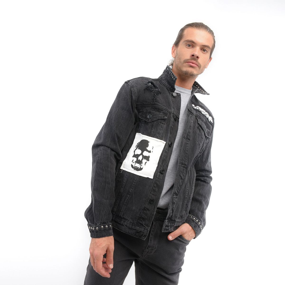 BASEMENT - Chaqueta de jean para Hombre con Estampado de Algodón Basement